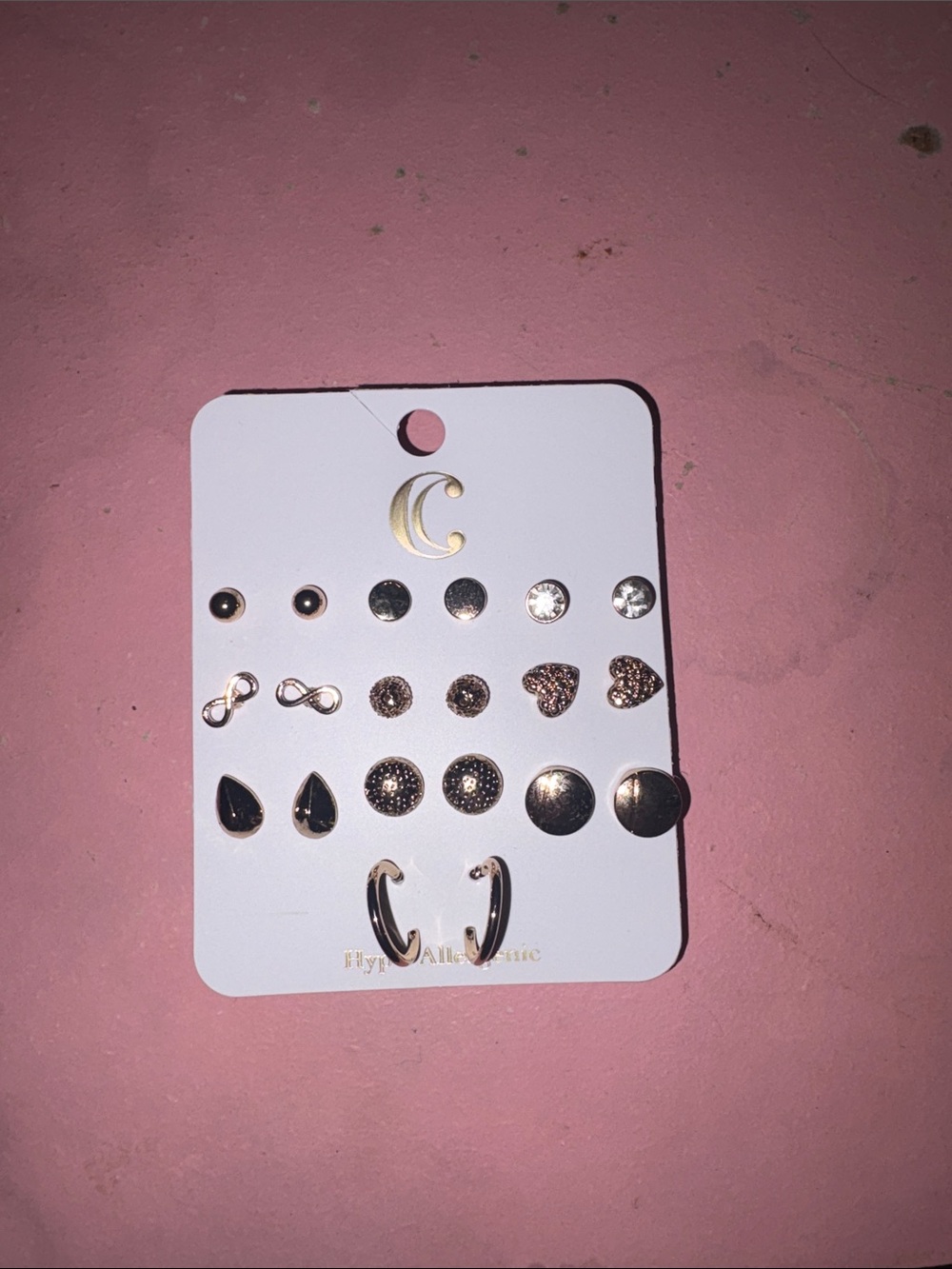 Gold Tone Mixed Stud and Hoop Earring Set - 12 Pairs